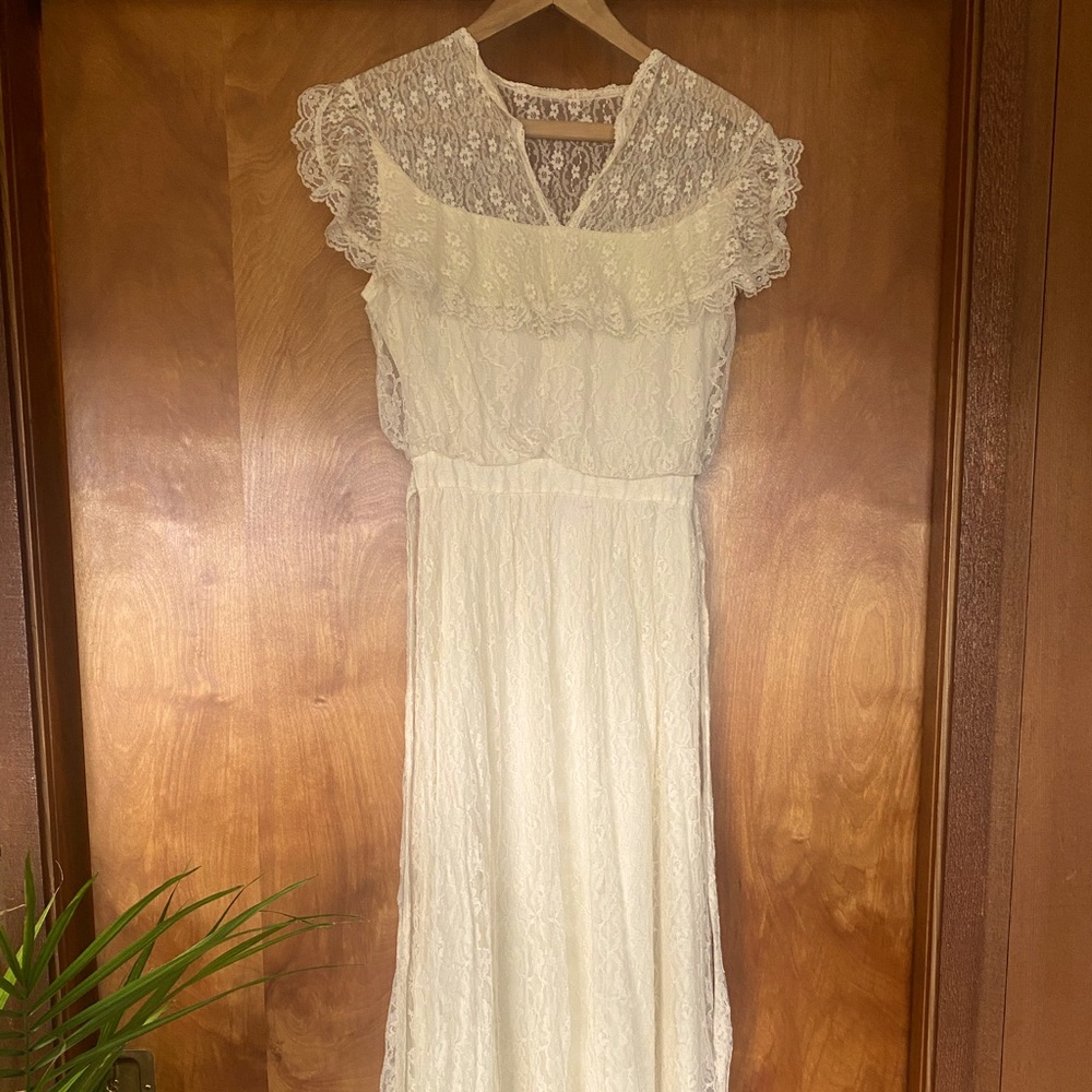 Gunne Sax lace maxi dress
